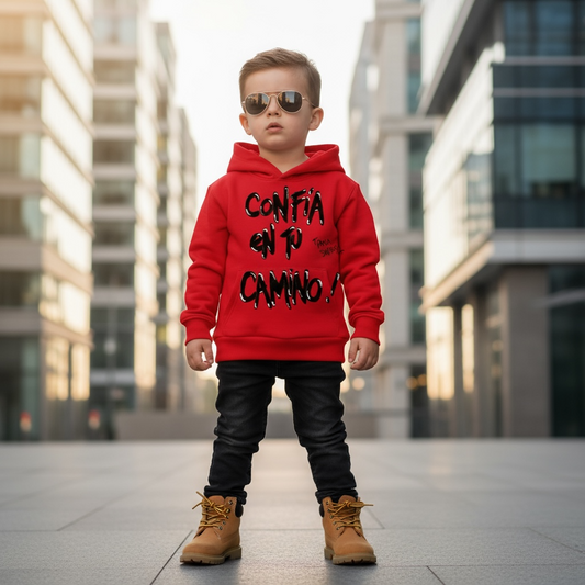 Hoodie Kids Rojo – Confía en tu camino