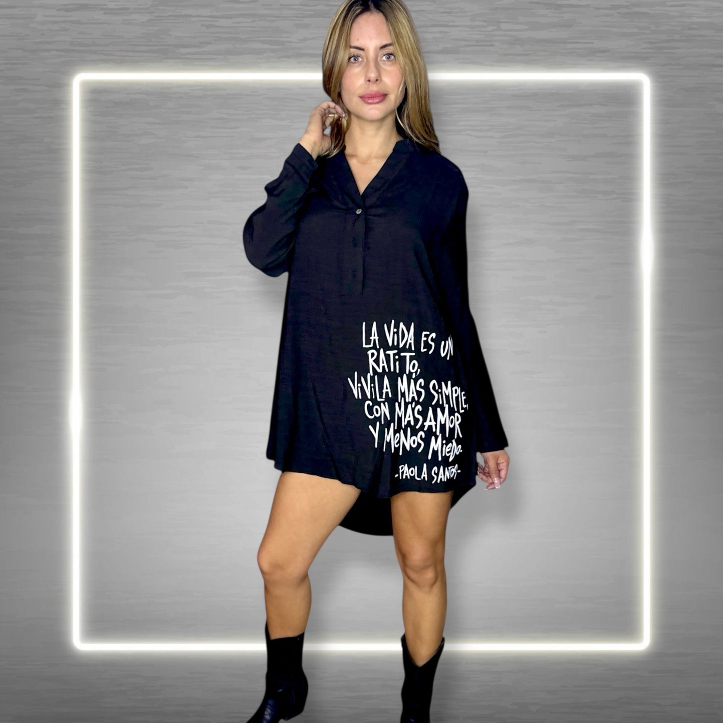 🖤 Camisa Oversize Negra — “La vida es un ratito”