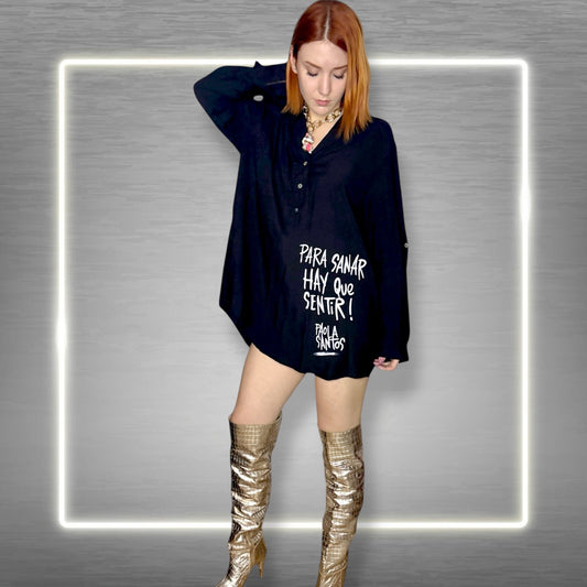 🖤 Camisa Oversize Negra — “Para sanar hay que sentir”