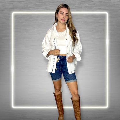 🤍 Camisa Oversize Blanca — “No te rindas”