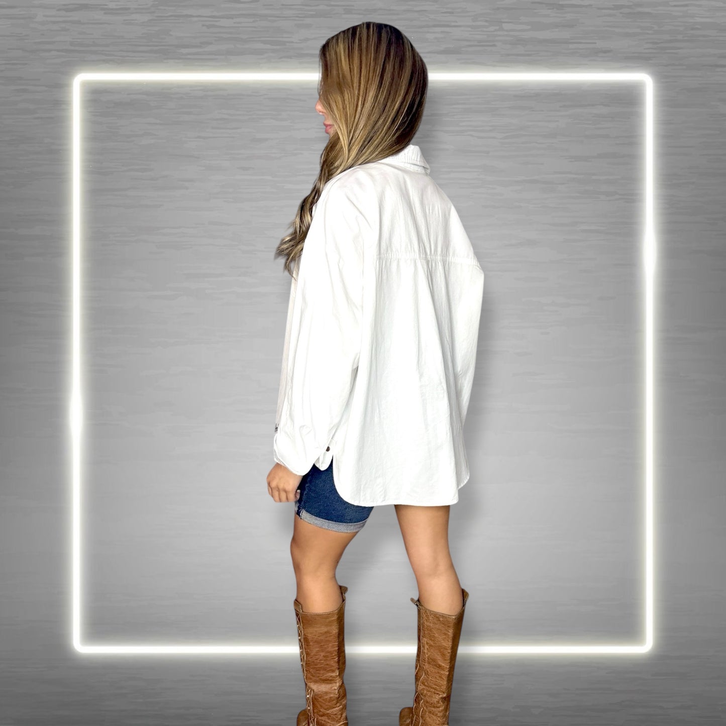 🤍 Camisa Oversize Blanca — “No te rindas”