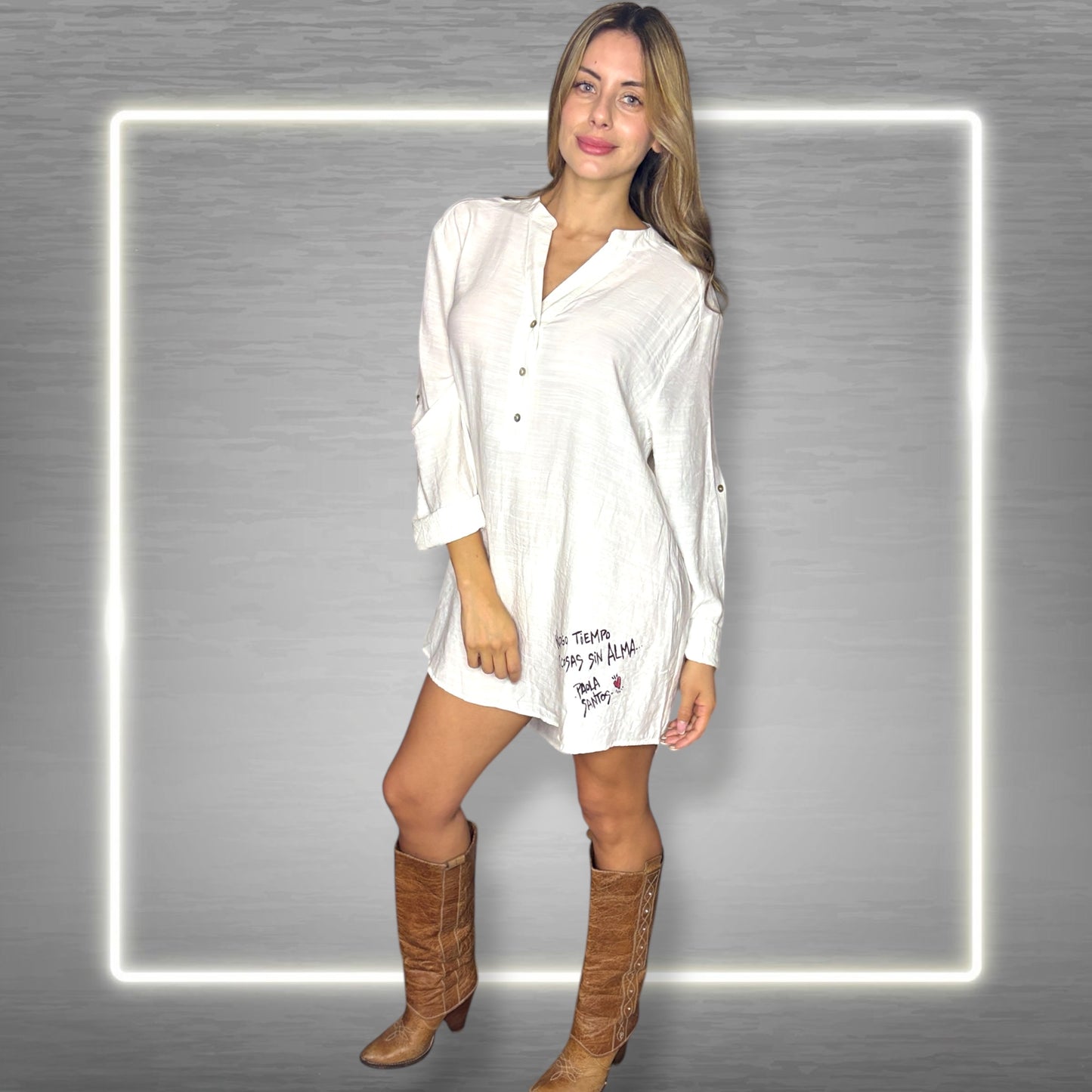 🖤 Camisa Blanca Oversize – “No tengo tiempo para cosas sin alma”