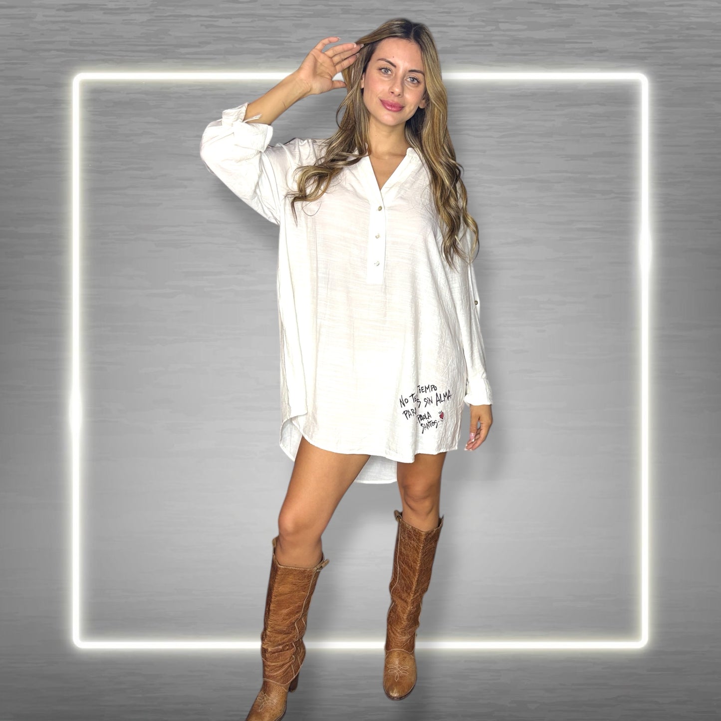 🖤 Camisa Blanca Oversize – “No tengo tiempo para cosas sin alma”