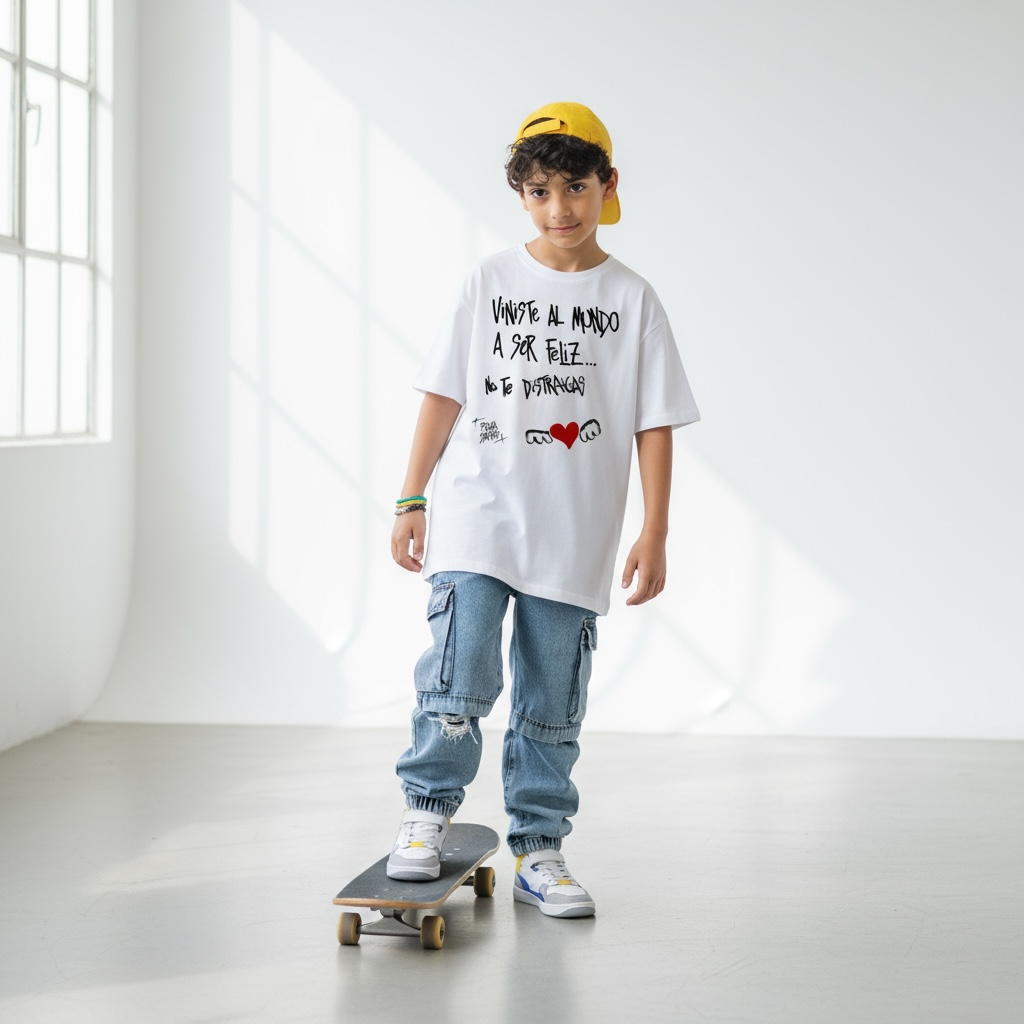 🖤 Reme “Viniste al mundo a ser feliz” — Kids Oversize