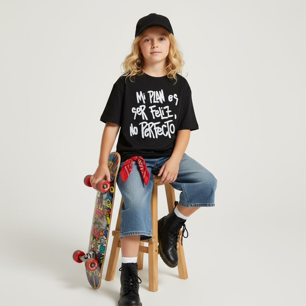 🖤 Remera Kids “Mi plan es ser feliz” – Paola Santos