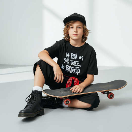 🖤 Remera Kids “Mi plan es ser feliz” – Paola Santos