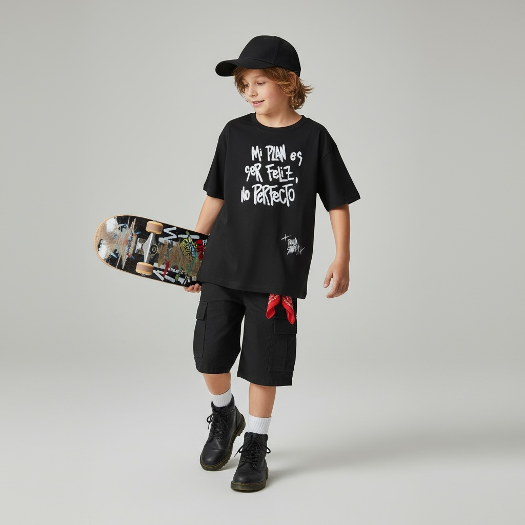 🖤 Remera Kids “Mi plan es ser feliz” – Paola Santos