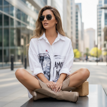 🖤 Camisa Oversize “Amate Más” – Paola Santos