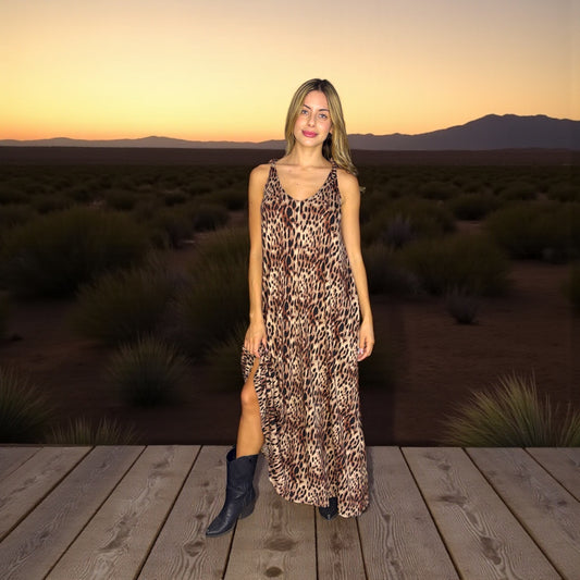 🐆 Vestido Desert – Leopardo Beige