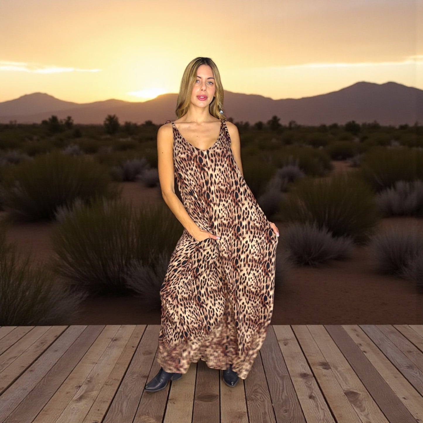 🐆 Vestido Desert – Leopardo Beige