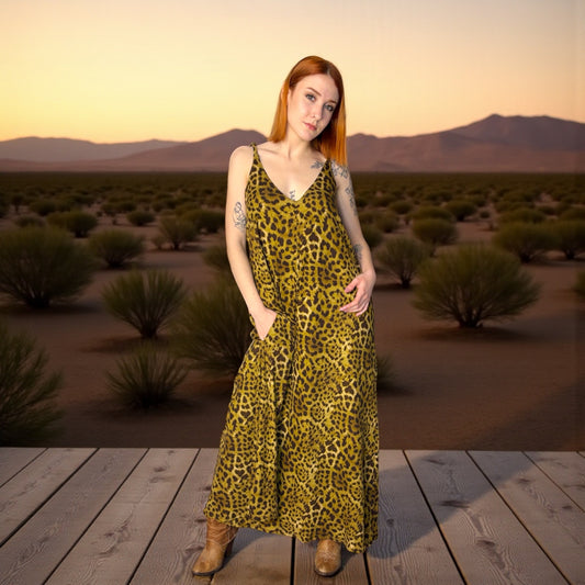 🐾 Vestido Desert – Leopardo Mostaza