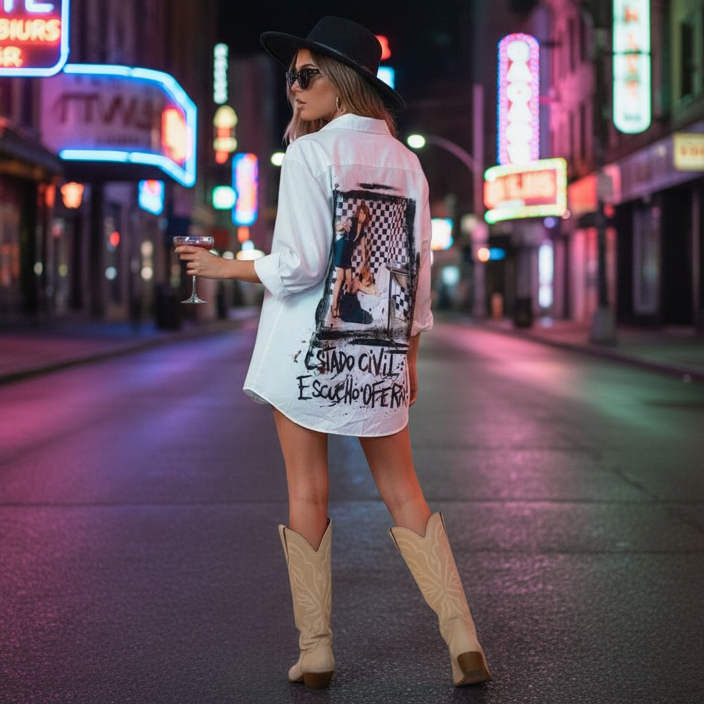 Camisa oversize de popelina – “Estado civil: escucho ofertas”