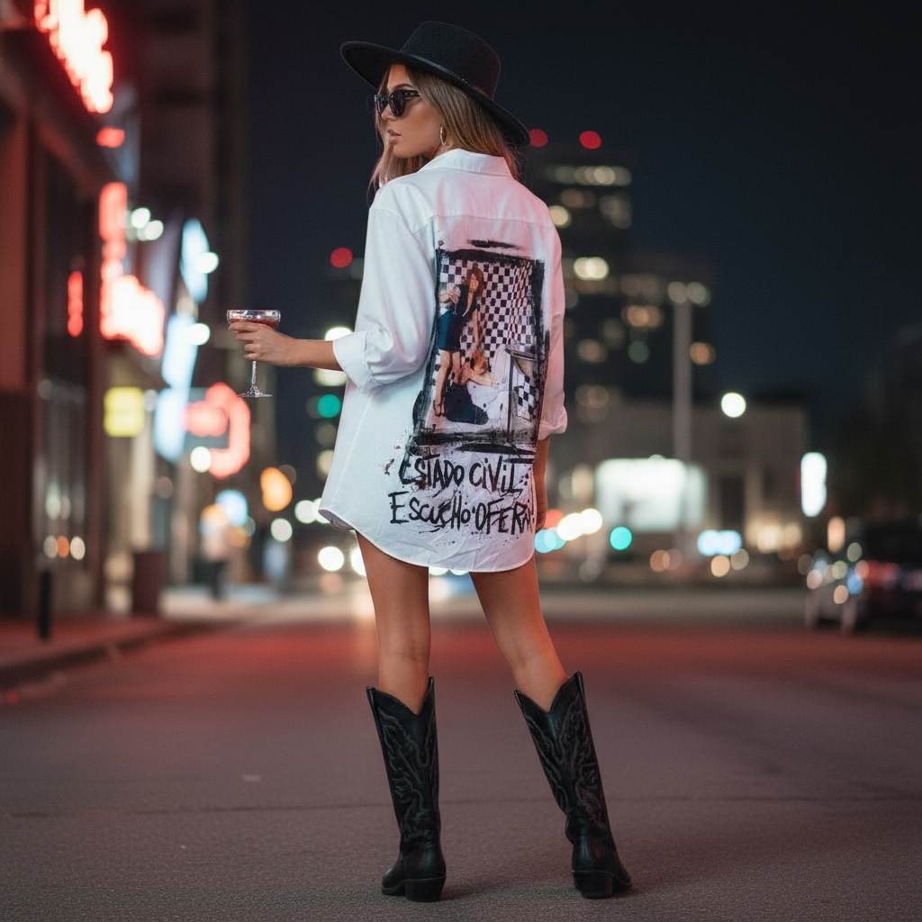 Camisa oversize de popelina – “Estado civil: escucho ofertas”