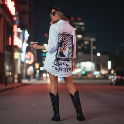 Camisa oversize de popelina – “Estado civil: escucho ofertas”