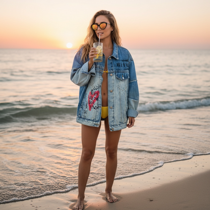 Campera intervenida “Más Amor / Mickey Pop”