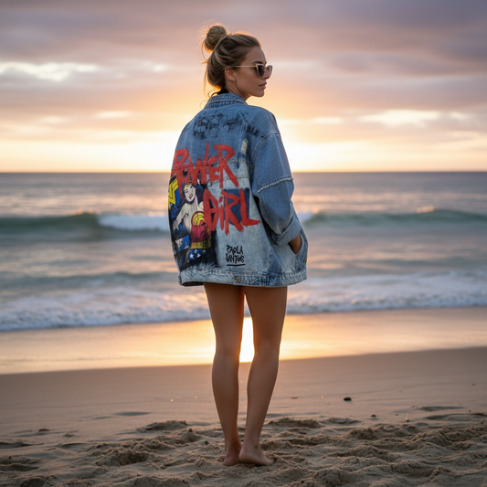 Campera intervenida “Power Girl / + Amor”