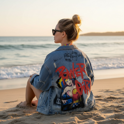 Campera intervenida “Power Girl / + Amor”