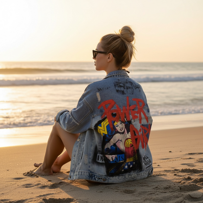 Campera intervenida “Power Girl / + Amor”