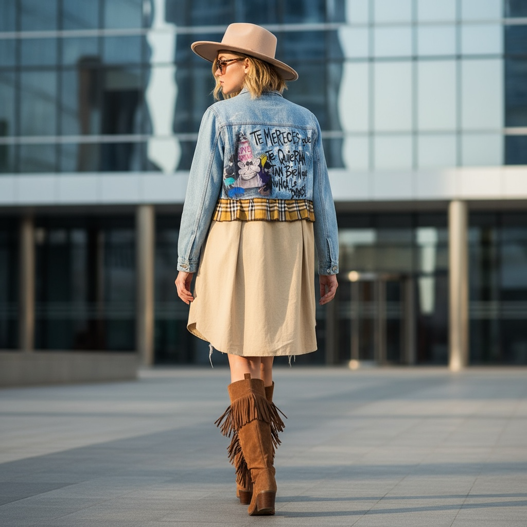 Campera intervenida “Amor que merecés” – Denim Arte Urbano