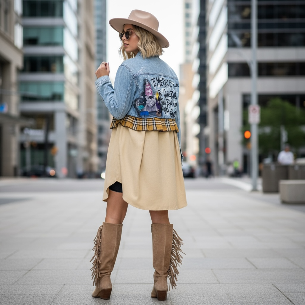 Campera intervenida “Amor que merecés” – Denim Arte Urbano