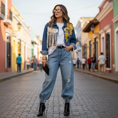 Campera Artística con Bordados y Pintura – Edición Única