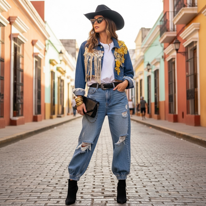 Campera Artística con Bordados y Pintura – Edición Única