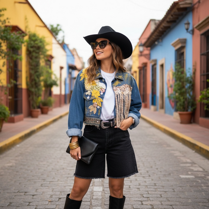 Campera Artística con Bordados y Pintura – Edición Única