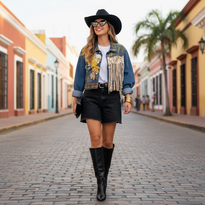 Campera Artística con Bordados y Pintura – Edición Única
