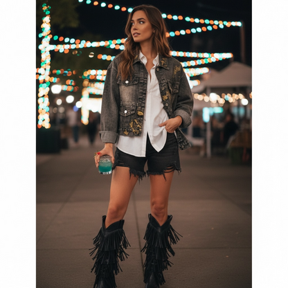 Campera Denim Intervenida – Ser y Sentirse