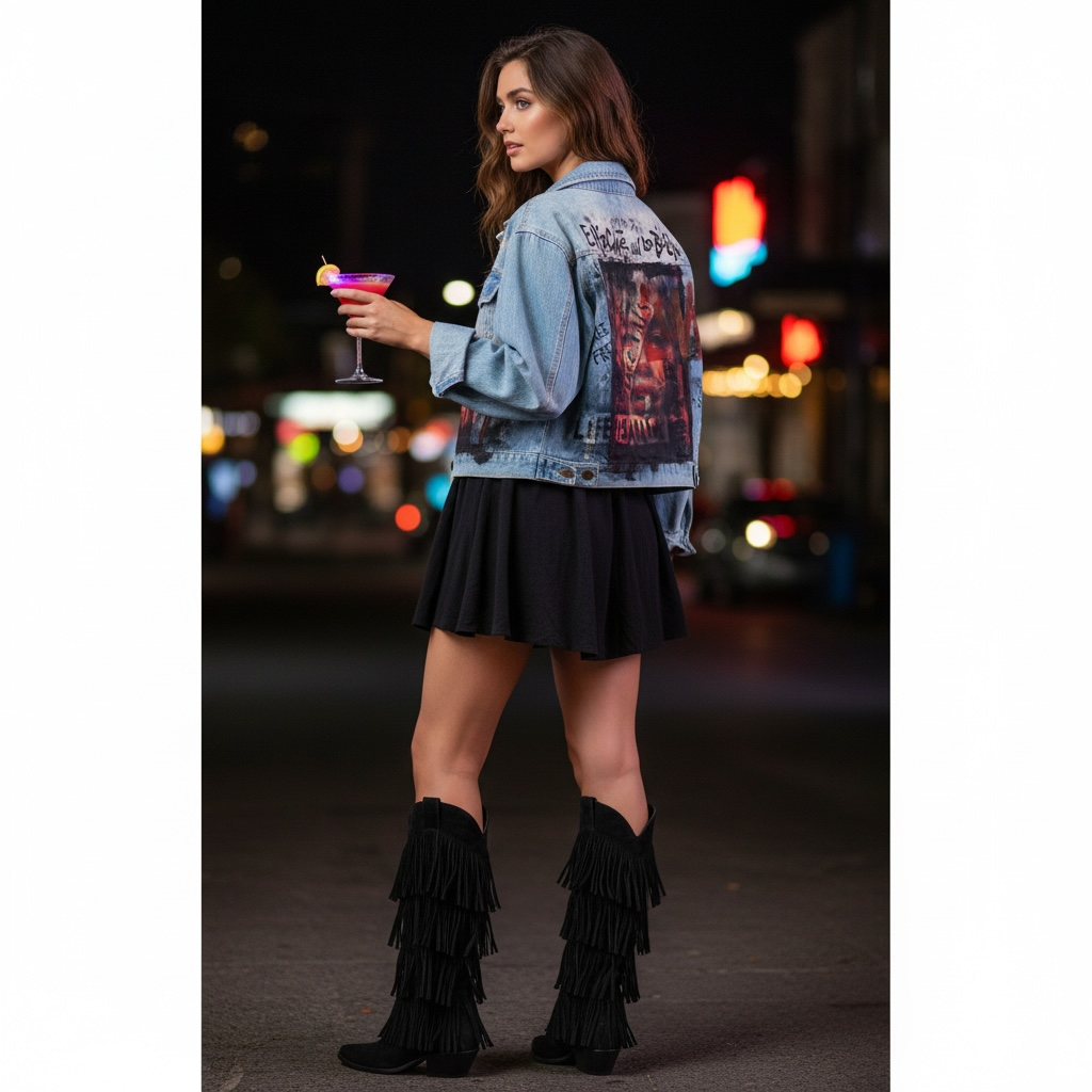 Campera Denim Intervenida – Enfócate en lo Bueno