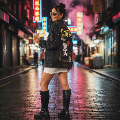 Campera de Jean Pintada a Mano con Tachas