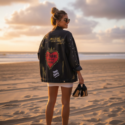 Campera de Jean Pintada a Mano con Tachas