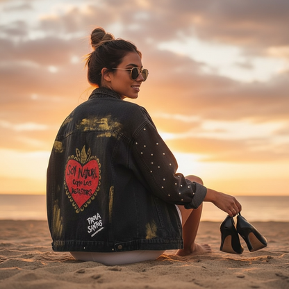 Campera de Jean Pintada a Mano con Tachas