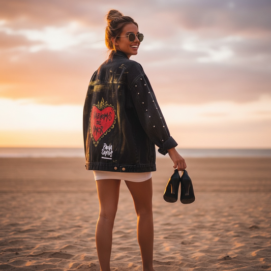 Campera de Jean Pintada a Mano con Tachas