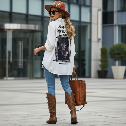 Camisa Murciélago de seda amasada