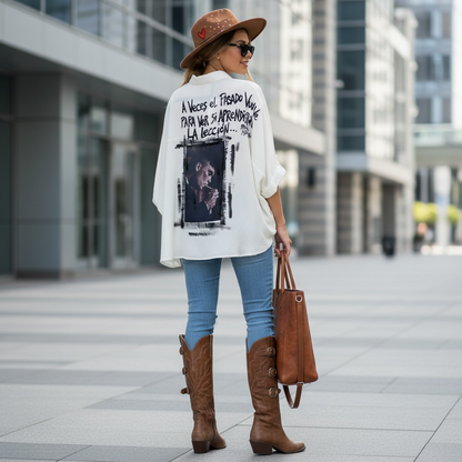 Camisa Murciélago de seda amasada