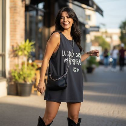 Tank top relajado-"La cabeza corre... vos respirá!"