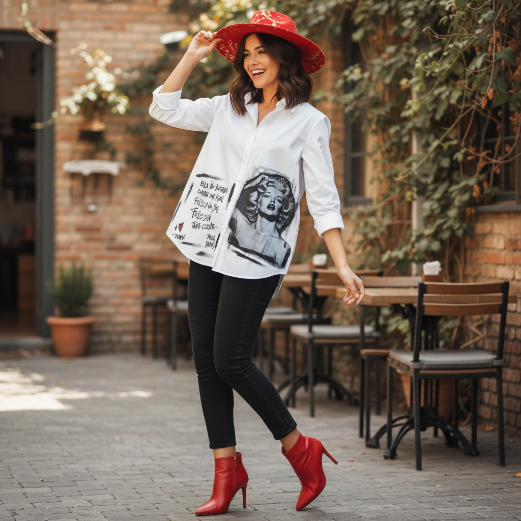 CAMISA DE POPELINA "ELLA NO BUSCABA CUENTO CON FINAL FELIZ, SI NO SER FELIZ SIN TANTO CUENTO"