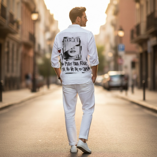 Camisa Lino Unisex - "No mires para atrás, ya no vas por ese camino"