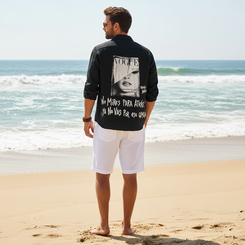 Camisa Lino Unisex - "no mires para atrás, ya no vas por ese camino"