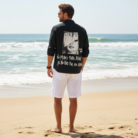 Camisa Lino Unisex - "no mires para atrás, ya no vas por ese camino"
