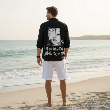 Camisa Lino Unisex - "no mires para atrás, ya no vas por ese camino"