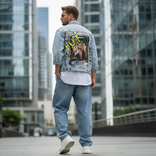 Campera Denim Intervenida "Soy una persona con las dudas muy claras"