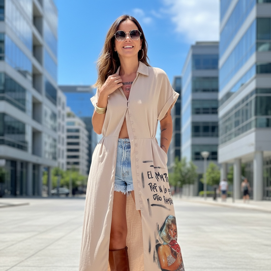 Sobrecamisa Larga Intervenida "El amor propio repara lo que otros rompen"