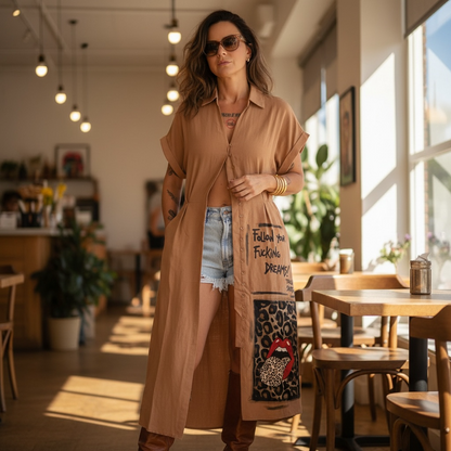 Sobrecamisa Larga Intervenida "Follow your fucking dreams"