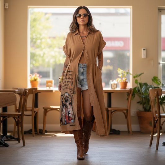 Sobrecamisa Larga Intervenida "Tenemos solo dos vidas, la segunda comienza cuando nos damos cuenta que solo tenemos una"