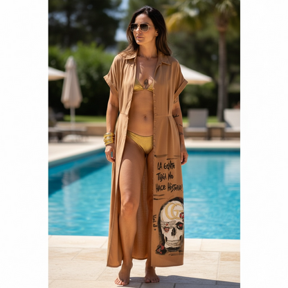 Sobrecamisa Larga Intervenida "La gente tibia no hace historia"