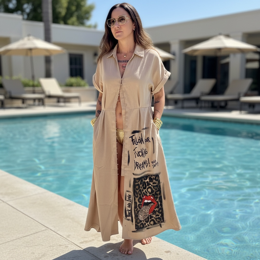 Sobrecamisa Larga Intervenida "Follow your fucking dreams"