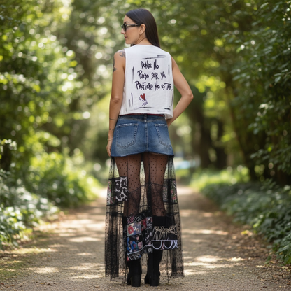 Chaleco de Lino Intervenido a Mano – "Dónde no puedo ser yo prefiero no estar"