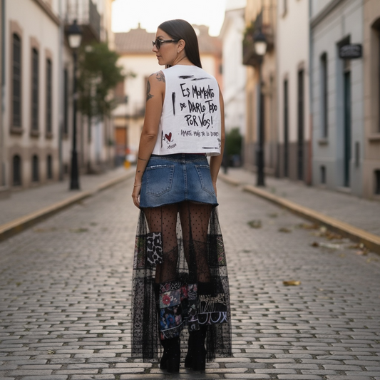 Chaleco de Lino Intervenido a Mano – "Es momento de darlo todo por vos"